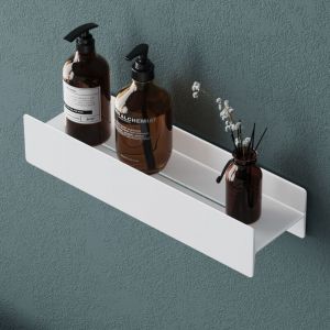 Mai & Mai &Eacute;tag&egrave;re Murale de Rangement en Alm&eacute;lec Support Rangement au Mur &Eacute;tag&egrave;re Douche &agrave; Poser pour Salle de Bain Cuisine Chambre Blanc Mat 40&times;11&times;8