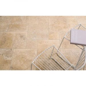 Carrelage de sol intérieur effet pierre AQUITAINE Module - Beige naturel - Module composé de 4 formats