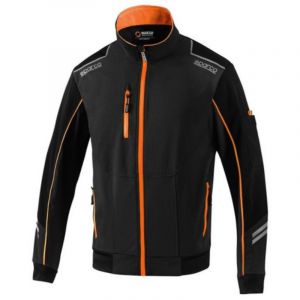 Veste technique coupe-vent Sparco Austin tech light shell taille xxl veste noir/orange fluo avec fermeture e'clair e'tanche, inserts anti-abrasion et