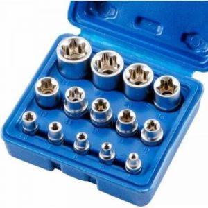 Douille et embout pour cl&eacute;, Lot de 14 douilles Torx femelles E4-E24 E-Torx hexagonales