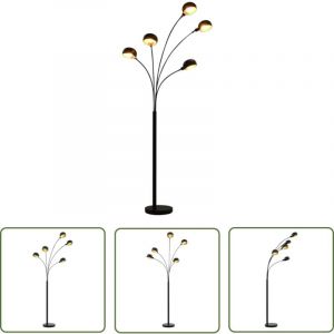 Sweiko - The Living Store Lampadaire 200 cm 5 x E14 Noir et doré - Lampadaire Moderne - Lampadaire Design - Lampadaire Ajustable - Lampadaire Arc