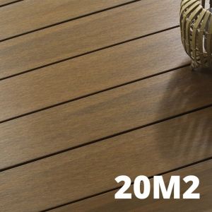 Kit Terrasse Composite NAVIA 20m&sup2; - Teck - 61 lames de terrasse (220 x 14.5 x 2.2 cm) - Fixation par Clips - Terrasse Livraison Rapide