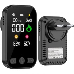 D&eacute;tecteur de Gaz et Monoxyde de Carbone avec Prise pour Maison, Alarme de CO, D&eacute;tecteur de Gaz Combustibles pour Gaz Naturel LPG M&eacute;thane Propane