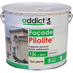 Addict - Peinture Façade 100% pliolite 10 litres ton pierre