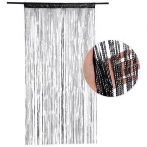 Rideau de porte paillet&eacute;, 100 x 200 cm, avec pompons, pour s&eacute;parer une pi&egrave;ce et pr&eacute;server l'intimit&eacute; (noir)