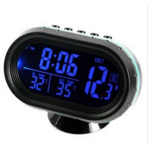 Decdeal - Thermom&egrave;tre de voiture, horloge num&eacute;rique, dc 12V, horloge Automobile &eacute;clair&eacute;e par led, double jauge de temp&eacute;rature, voltm&egrave;tre, testeur de