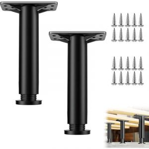 Noir,2 Pièces Pieds de Lit Réglable,20cm-35cm Pied de Meuble Salle de Bain Pied,Pieds de Meuble,Pieds de Meubles Réglables pour Table Chaise Armoires