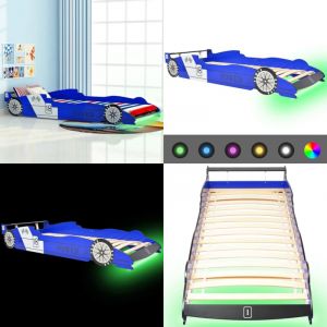 Vidaxl - Lit voiture de course pour enfants avec led 90 x 200 cm Bleu - Lit Enfant - Lit B&eacute;b&eacute; - Lit Voiture De Course - Lumi&egrave;re Led - D&eacute;coration