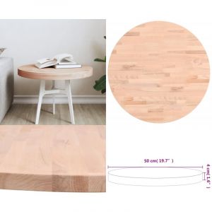 Dessus de table &Oslash;50x4 cm rond bois massif de h&ecirc;tre - Dessus De Table - Table Basse - Plateau De Table - Bois Massif - H&ecirc;tre - Home & Living