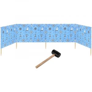 Garronda Paravent 5m Plage Coupe-Vent Camping Brise-Vent avec Marteau en Caoutchouc GAEX001 (Marine-64, 5 m)