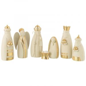 Cr&egrave;che de No&euml;l en R&eacute;sine "7 Santons" 22cm Or