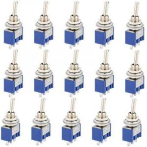 Lot de 15 Commutateurs &agrave; bascule, Mini Interrupteur &agrave; Bascule, AC 125V 6A ON-OFF 3 Broches 2 Position SPDT Interrupteur a Bascule Autobloquant pour