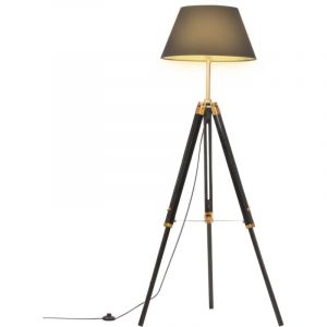Maisonchic - Lampadaire à trépied, Lampe sur Pied, Lampadaire salon Noir et doré Bois de teck massif 141 cm CON962915 design in