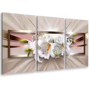 Hxadeco - Tableau triptyque bouquet de fleurs &eacute;ternelles - 90x60 cm