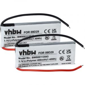 2x Batterie compatible avec Cardo Q2 Pro, Q2, Scala Rider fm, Scala Rider Freecom 2 gps, appareil de navigation (400mAh, 3,7V, Li-polym&egrave;re) - Vhbw
