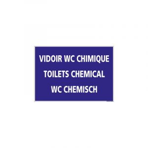 Panneau de signalisation camping vidoir wc chimique (H0222) Français-Anglais-Allemand - Adhésif - 300 x 210 mm