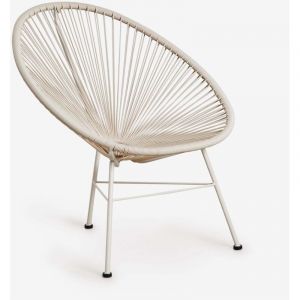 Sklum - Nouveau fauteuil Acapulco en acier et osier synth&eacute;tique Tapioca Beige