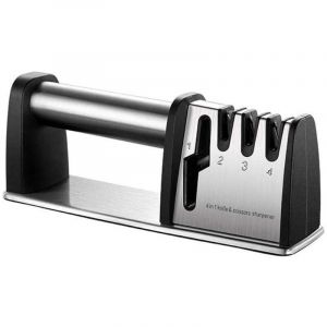 Aiguiseur Couteaux Professionnel, Eguiseur Couteau, 4-en-1 Aiguiseur de Cuisine Diamant Acier au tungstène, Affûteurs Manuels Knife Sharpener avec