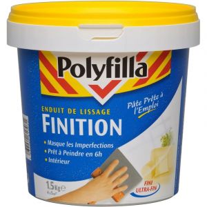 Polyfilla - Enduit de Lissage Finition - Masque les imperfections - Fini ultra fin - Pâte 1,5 Kg - Blanc