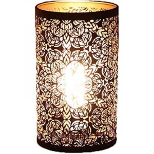 Abat-Jour en Métal, Abat-Jour Sculpture Creuse en Métal Motif Circulaire Cylindrique E27 E26 Abat-Jour de Lampe de Table de Chevet Décoratif