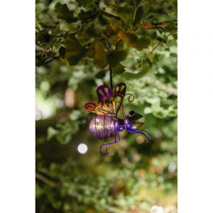 Papillon solaire VIOLET 18 cm, d&eacute;co suspendue color&eacute;e, id&eacute;ale pour arbres, balcons ou pergolas