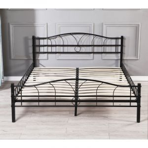 Lit 90x190 Metal Moderne - Compatible Adulte Enfant - Construction Solide - Confort Optimal - Design &Eacute;l&eacute;gant - Id&eacute;al pour Chambre - lit mike noir
