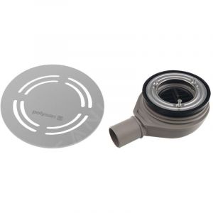 Polysan Flexia - Siphon de receveur Geberit, diam&egrave;tre 90 mm, DN40, cache bonde ronde en inox 17761