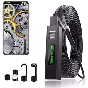 Endoscope WiFi Cam&eacute;ra d'inspection USB, 2 M&eacute;gapixels 1200P HD Cam&eacute;ra Endoscope IP68 Etanche Cam&eacute;ra Endoscopique avec 8 LED pour iphone, Android,