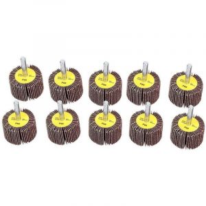 10pcs Roues &agrave; Feuillets Abrasif Meule de Polissage Disque de Meule &agrave; Lamelles en Papier Abrasif avec une Tige de 6mm pour Brosse Poncage Perceuse