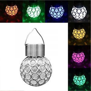 Lampe suspendue décorative de lustre de petite boule colorée de lumière de boule creuse solaire