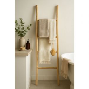 Porte-serviettes échelle en bois moderne salle de bain au sol mur décoratif Porte-serviettes échelle sur pied Porte-objet vase