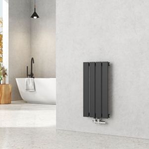 Radiateur eau chaude en acier Tube plat Montage mural Noir 60x30cm Unique Couche - Emke