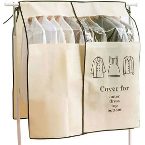Housse Prot&egrave;ge Housses de V&ecirc;tements 120 &times; 120cm Beige Housse de Anti-Poussi&egrave;re Protection Portant Universelle Garment Covers pour Tringle