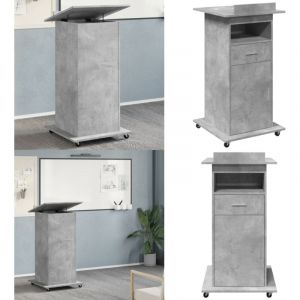 Vidaxl - Pupitre avec roues et tiroir gris b&eacute;ton bois d'ing&eacute;nierie - Bureau - Pupitre - Meuble De Bureau - Plateau Relevable - Rangement - Home &