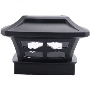Lumi&egrave;Res Solaires de Chapeau Poteau 2 Modes D'&eacute;Clairage Cl&ocirc;Ture Plate-Forme LED pour les Poteaux en Bois D&eacute;Coration Jardin Noir Chaud