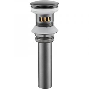 Bonde Lavabo avec Trop Plein Gris Pistolet bonde lavabo universel Bonde &agrave; Bouton-poussoir pour Lavabo en Laiton,gris Pistolet