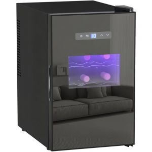 Homcom &ndash; Cave &agrave; vin multi-temp&eacute;rature 15 bouteilles 39L &ndash; Plage de temp&eacute;rature 8-18&deg;C &ndash; &Eacute;clairage LED &ndash; Porte en verre anti-UV &ndash; Silencieuse 35 dB