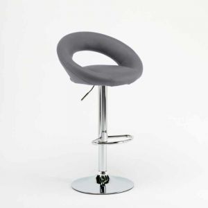 Tabouret de bar cuisine industriel pivotant r&eacute;glable en hauteur repose-pieds Chicago - Gris