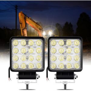 Swanew 2X 48WProjecteur Phare de Travail 12V 24V led Carré led Moto Spot Feux Additionnels Offroad Lampe