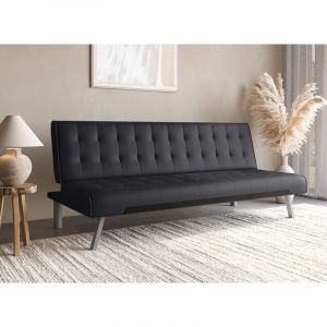 Banquette clic-clac capitonn&eacute; design noir KEDY