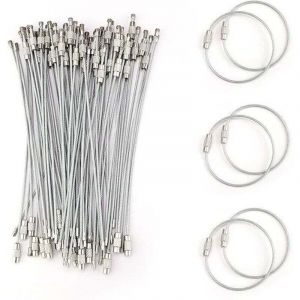 65 Pi&egrave;ces Porte Cl&eacute;s, Anneau Porte Clef, Extensible Porte Cl&eacute; Fil Acier, Enduit de Nylon, Acier Inoxydable Etiquette Porte Clef, Argent&eacute; Porte Cle