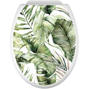 Stickers Abattant wc - Feuilles - 35x43 cm - Adh&eacute;sif + Protection mate