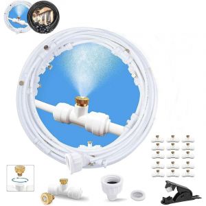 Brumisateurs pour terrasse extérieure, système de brumisation pour rafraîchir l'extérieur, 15 m (50 pieds), kit DIY de tuyau de brumisation pour
