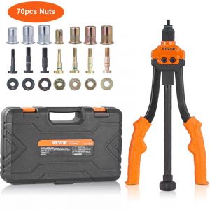Vevor Riveteuse Manuelle pour Ecrou a Sertir 35 cm Pince a Insert Filete avec 7 Mandrins 70 Ecrous de 7 Tailles Outil a Riveter Derivetage avec