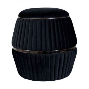 Pouf Rond Design 'Doric' 53cm Noir & Gris