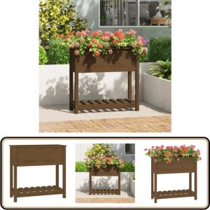 Vidaxl - Jardinière avec étagère Marron miel 82,5x34,5x81 cm Bois de pin - Jardinier En Bois - Jardinière Avec Étagère - Pot De Fleurs Extérieur
