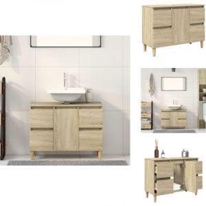 Vidaxl - Meuble d'&eacute;vier ch&ecirc;ne sonoma 80x33x60 cm bois d'ing&eacute;nierie - Meubles De Salle De Bain - Armoire De Lavabo - Meuble Vasque - Rangement Salle