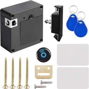 Serrure de tiroir intelligente - Serrure dissimul&eacute;e : serrure &eacute;lectronique NFC avec 2 porte-cl&eacute;s et 2 cartes RFID, s&eacute;curit&eacute; enfant, convient aux