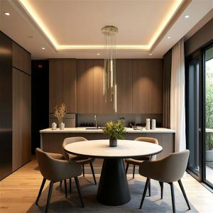 Suspension design LED &ndash; cascade de 9 lampes dor&eacute;es SALEM