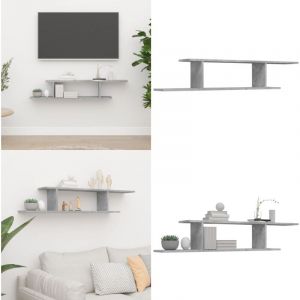 Vidaxl - tagère tv murale Gris béton 125x18x23 cm Bois d'ingénierie - Etagere Murale - Étagère Tv - Rangement Mural - Meuble Tv - Décoration Murale